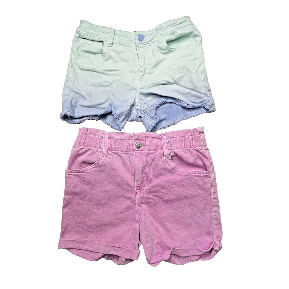 Gap & Cat & Jack Girls Shorts Lot 2 Pairs Size 14 Ombre Pink Green Summer Denim